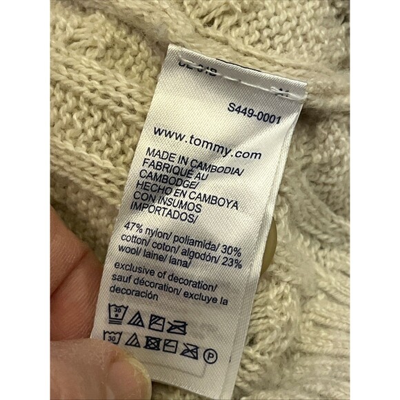 Tommy Hilfiger Cardigan Women's Classic Cotton/Wool Blend Cable Knit Sweater M - Picture 6 of 6